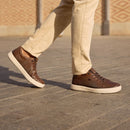 Tênis Casual Pegada Masculino em Couro Tabaco