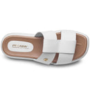 Chinelo Pegada Feminino em Couro Branco