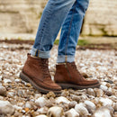 Coturno Pegada Masculino em Couro Castanho